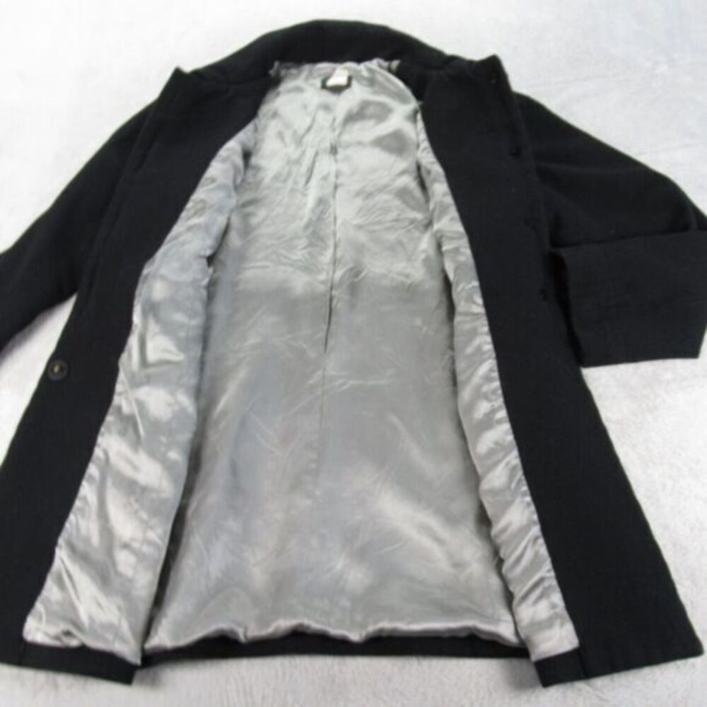 J Crew Wool Blend Jacket Womens 4 Black Lined Ruffle Button Front Peacoat‎ - Picture 10 of 15